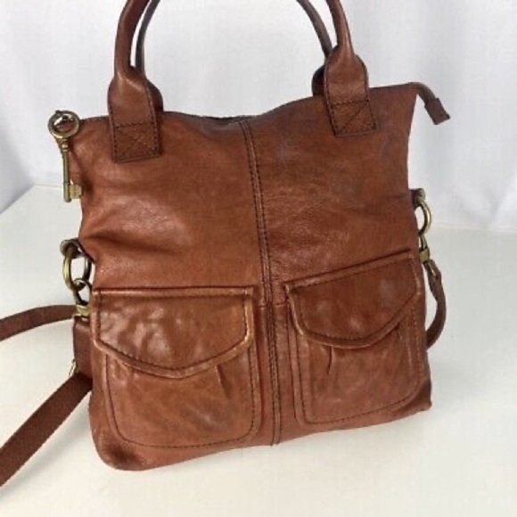 Fossil Explorer Leather Tote Crossbody Bag